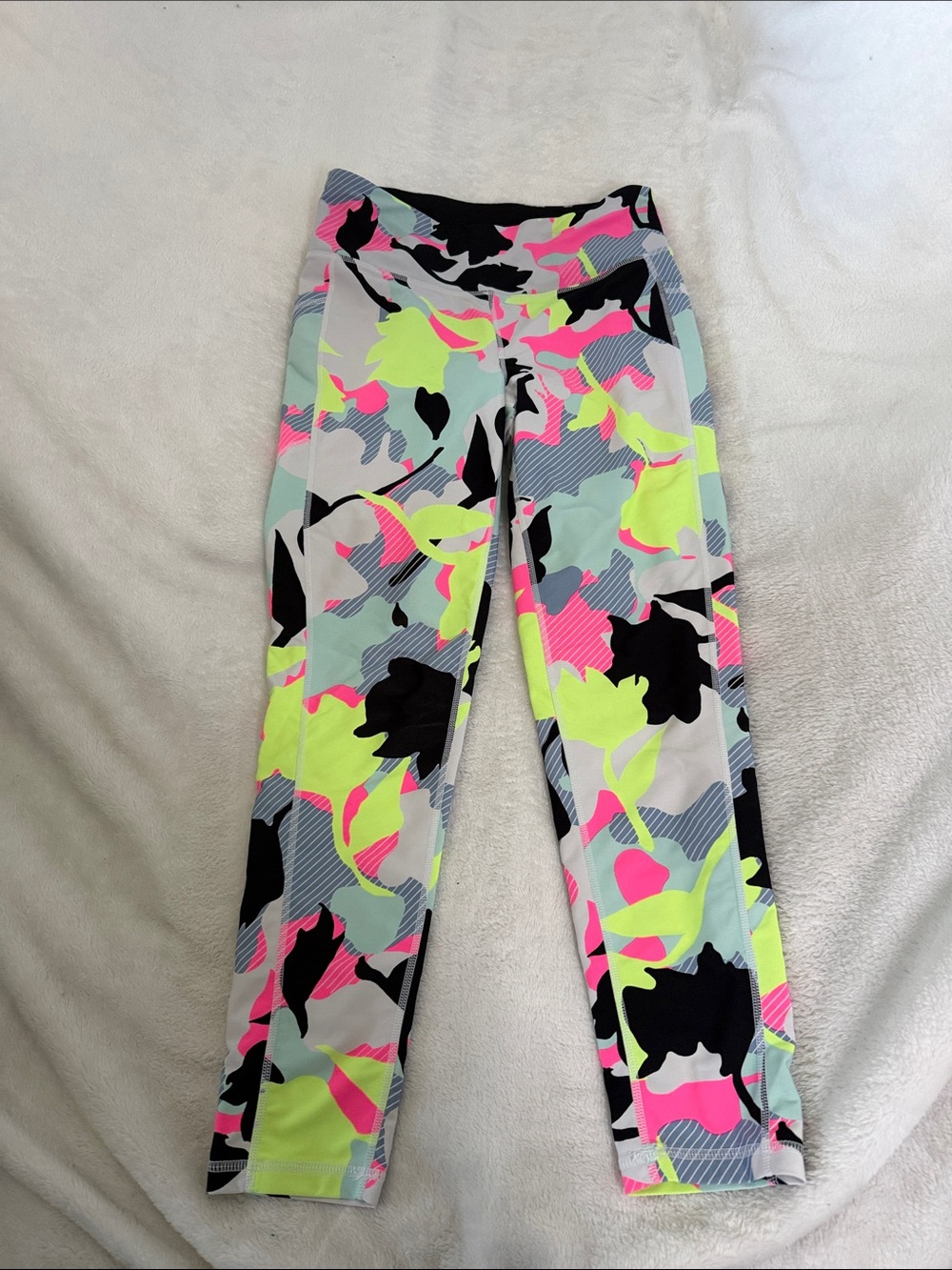 DKNYC Neon Camo Leggings - Pink, Neon Yellow & Black